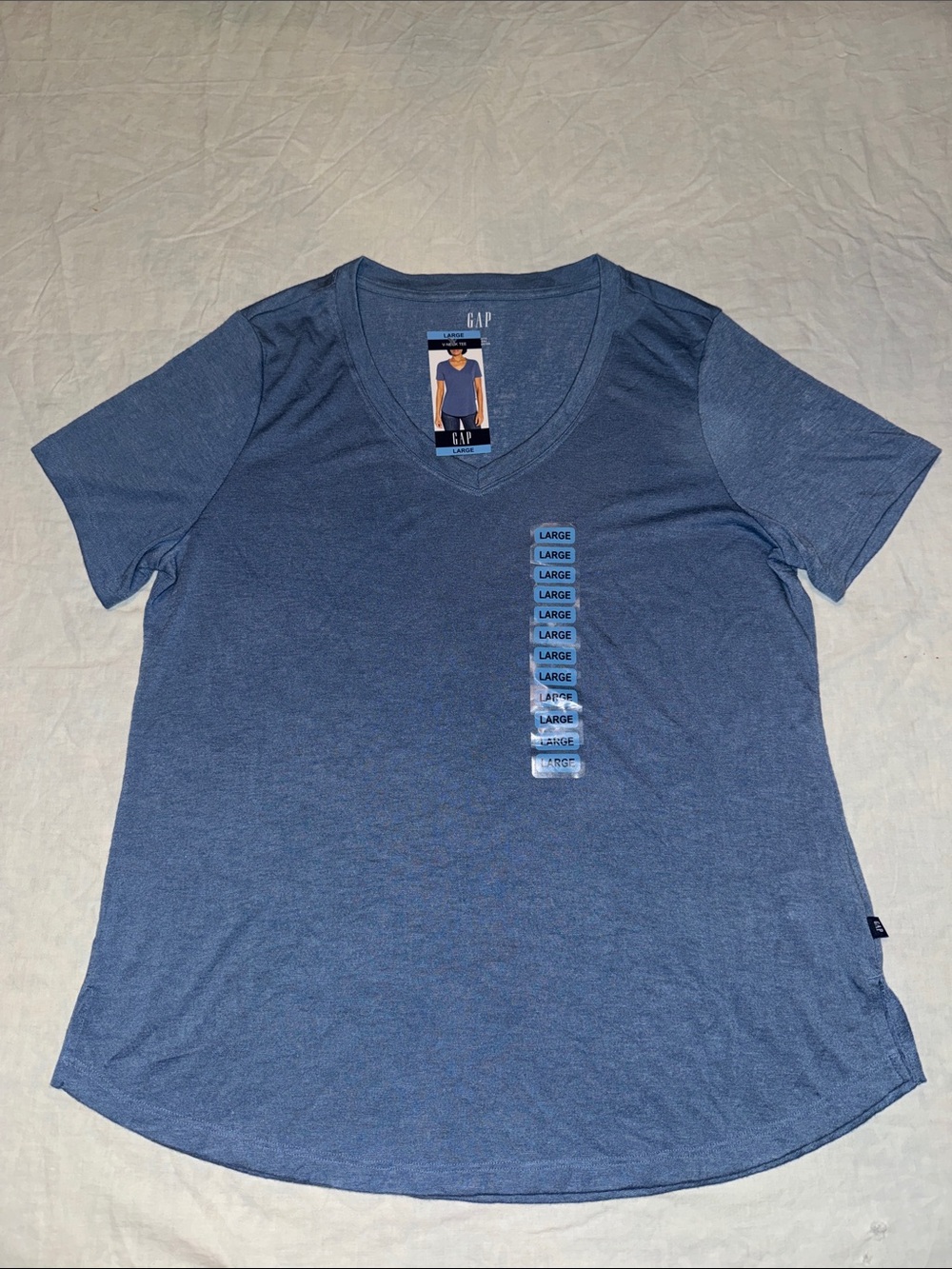 NWT Gap Modal Blend V-Neck Tee Washed Blue Size L